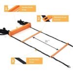 Agility Ladder and Cones 20 Feet 12 Adjustable Rungs Fitness Speed Training Equipment