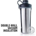 Shaker Cup Insulated Stainless Steel Water Bottle with Wire Whisk, 26-Ounce