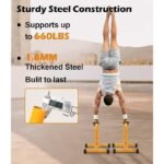 Push Up Bar, 14” High Steel Parallettes & Dip Bar with Full Coverage Foam Handle